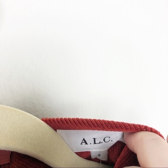 A.L.C. Marcel Ruched Velvet Long Sleeve Mini Dress Sumac Red Cocktail Party - Picture 7 of 10